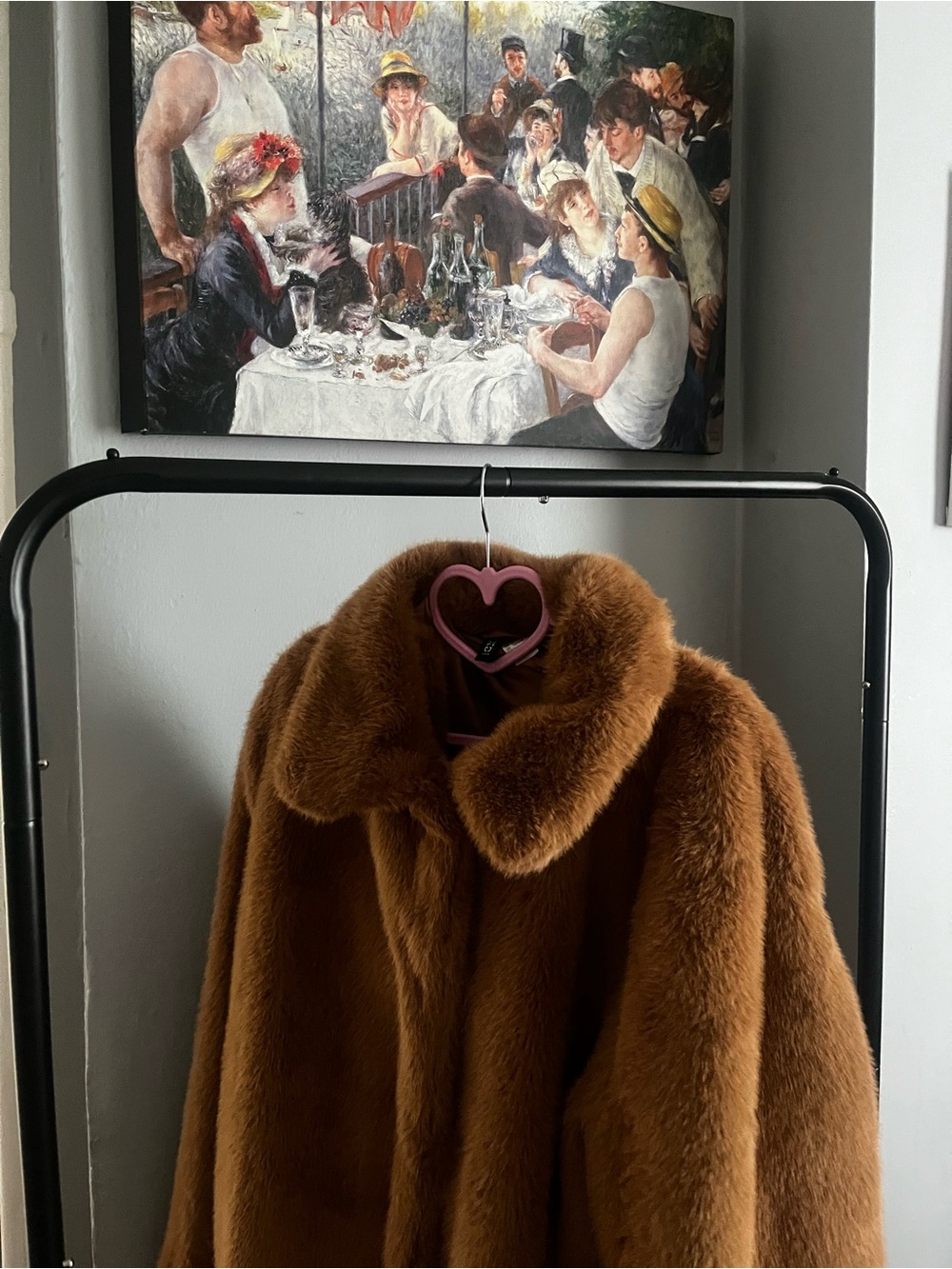 H&M faux fur coat in brown size large